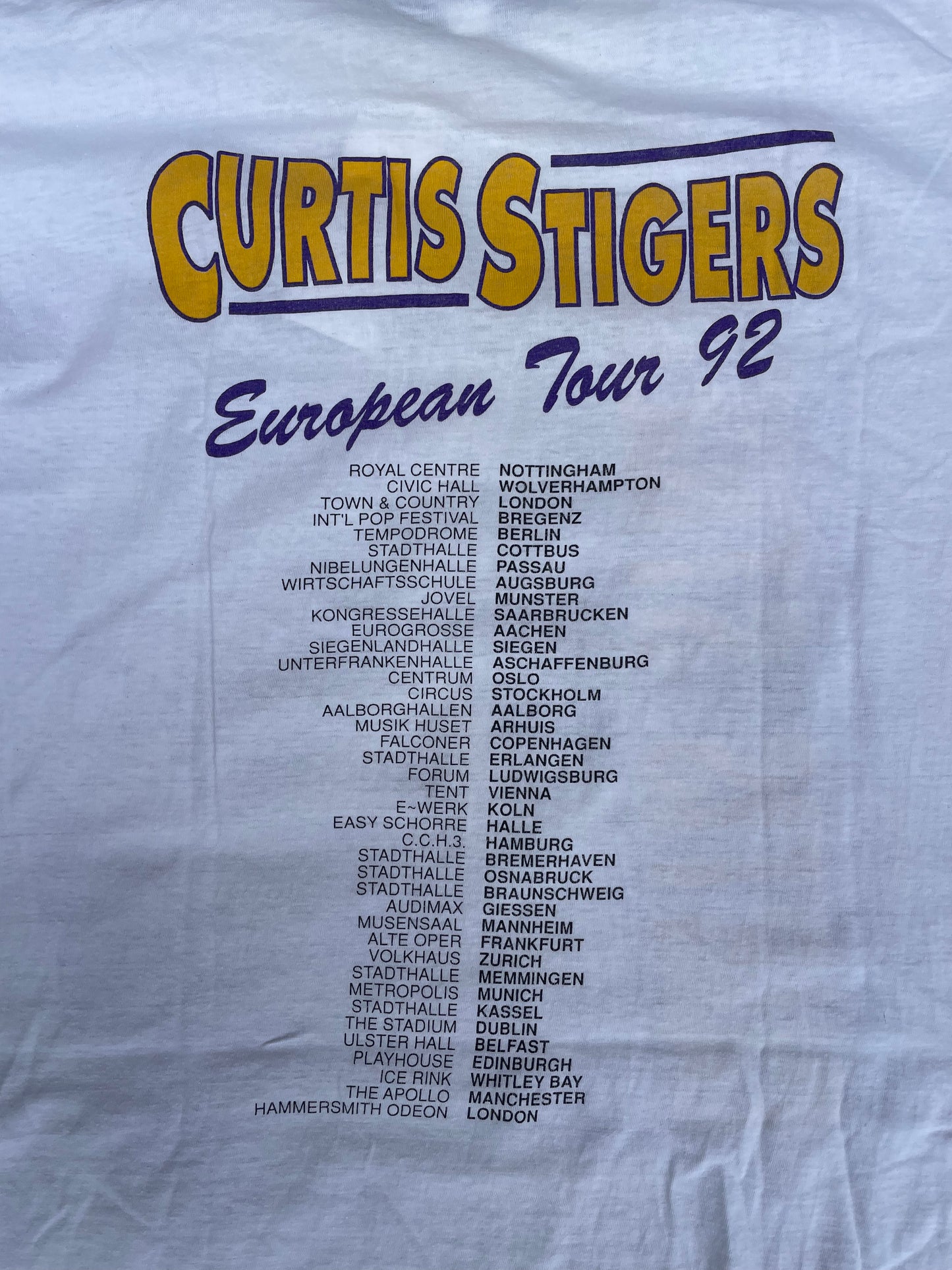 Vintage 90s Curtis Stigers White Band T-Shirt